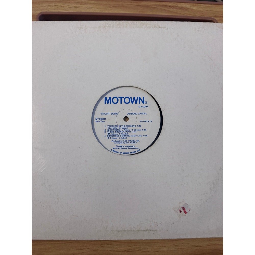 Ahmad Jamal Night Song Vinyl LP Motown M7-945R1 DJ Copy Promo 1980 Jazz